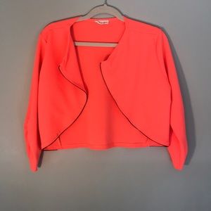 Cute Neon Orange Crop Top Style Jacket
